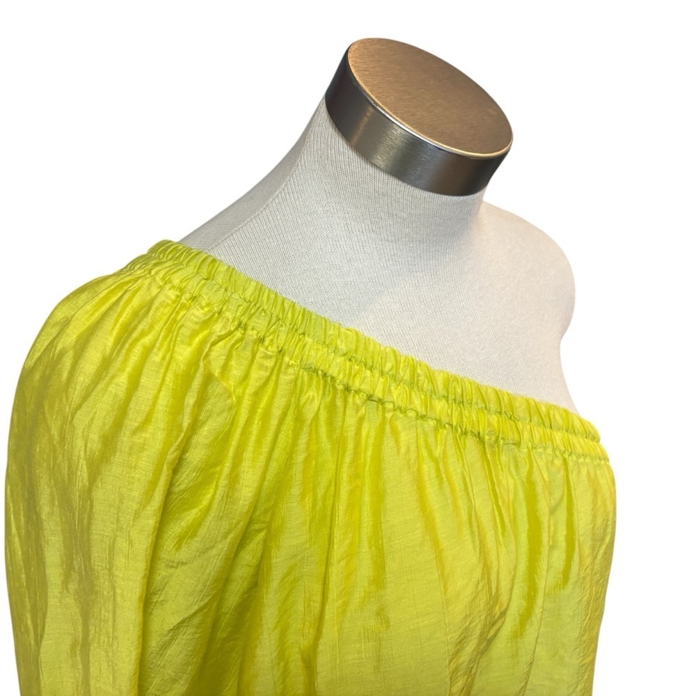 Anthropologie Maeve Leonie Top One Shoulder Lightweight Lime Green Sz. S - Picture 3 of 10